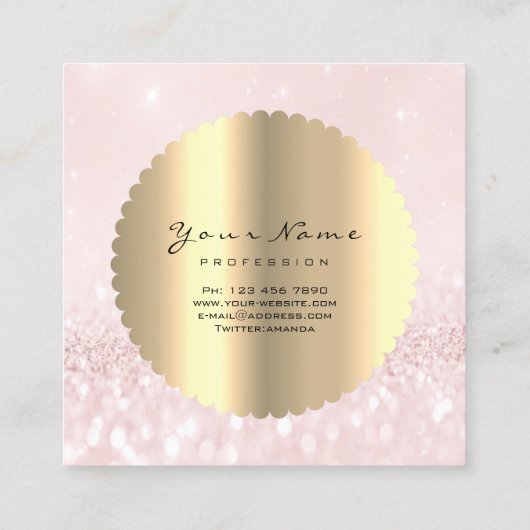 Goud Zwart Diamant Make-up Artiest Lashes Roze Vierkante Visitekaartje (Achterkant)