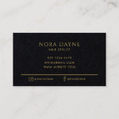 Goud Zwart Diamant Monogram Luxe Minimaal Eenvoudi Visitekaartje (Achterkant)