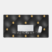 Goud Zwart Diamond Tufted Custom Jouw naam Bureaumat (Keyboard & Muis)