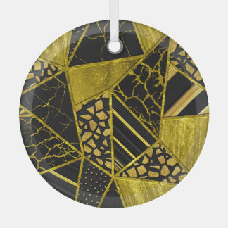 Goud Zwart Driehoek Textuur Illusie Glas Ornament