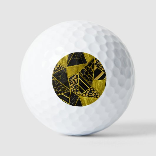 Goud Zwart Driehoek Textuur Illusie Golfballen (Voorkant)
