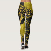 Goud Zwart Driehoek Textuur Illusie Leggings (Achterkant)