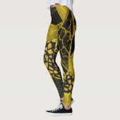 Goud Zwart Driehoek Textuur Illusie Leggings (Links)