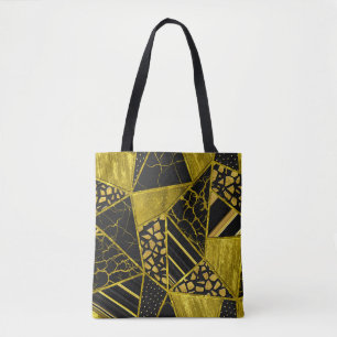 Goud Zwart Driehoek Textuur Illusie Tote Bag