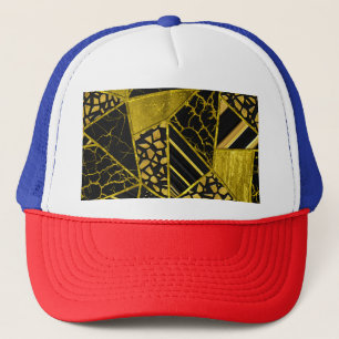 Goud Zwart Driehoek Textuur Illusie Trucker Pet