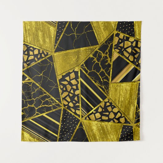Goud Zwart Driehoek Textuur Illusie Wandkleed (Voorkant)