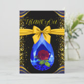 Goud & Zwart Edelsteen Diamant Bruiloft Jubileum Bedankkaart (Staand voorkant)