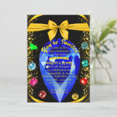 Goud & Zwart Edelstenen Diamant Bruiloft Jubileum Kaart (Staand voorkant)