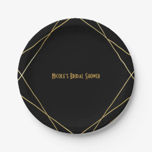 Goud & Zwart Eenvoudig Elegant Modern Glam Deco Fe Papieren Bordje