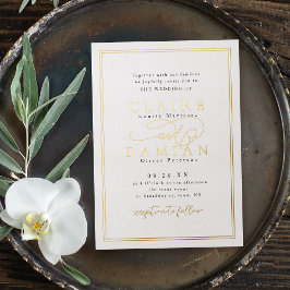 Goud Zwart Eenvoudige Elegantie Romantisch Schrift Folie Uitnodiging