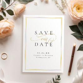 Goud Zwart Eenvoudige Elegantie Romantisch Schrift Save The Date