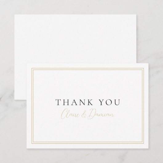 Goud Zwart Eenvoudige Elegantie Romantisch Script Bedankkaart (Voorkant / Achterkant)