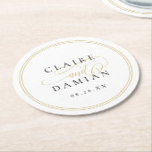 Goud Zwart Eenvoudige Elegantie Romantisch Script  Ronde Kartonnen Onderzetter (Gebogen)