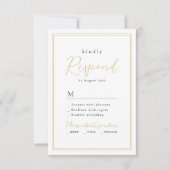 Goud Zwart Eenvoudige Elegantie Romantisch Script  RSVP Kaartje (Voorkant)
