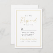Goud Zwart Eenvoudige Elegantie Romantisch Script  RSVP Kaartje (Voorkant / Achterkant)