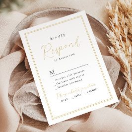 Goud Zwart Eenvoudige Elegantie Romantisch Script  RSVP Kaartje