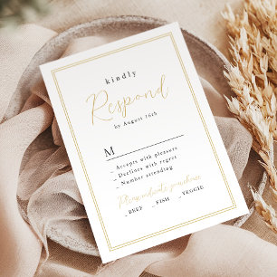 Goud Zwart Eenvoudige Elegantie Romantisch Script RSVP Kaartje