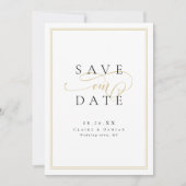 Goud Zwart Eenvoudige Elegantie Romantisch Script Save The Date (Voorkant)