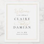 Goud Zwart Eenvoudige Elegantie Romantisch Script  Wijn Etiket (Enkel label)