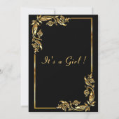 Goud Zwart Elegant Baby Meisje Douche Uitnodiging (Achterkant)