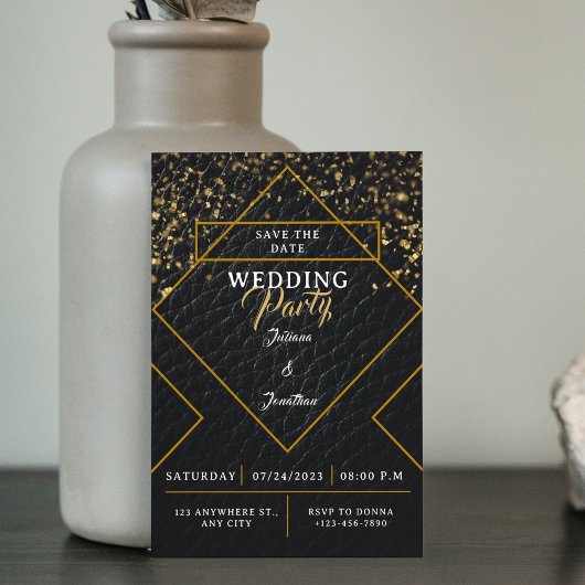 Goud & Zwart  Elegant Bewaar de datum Bruiloft Kaart