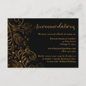 Goud Zwart Elegant Bloemen Bruiloft Accommodaties Informatiekaartje (Voorkant)