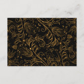 Goud Zwart Elegant Bloemen Bruiloft Accommodaties Informatiekaartje (Achterkant)