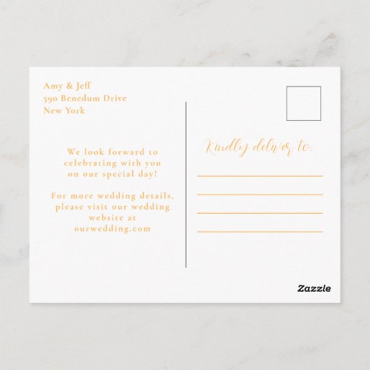 Goud Zwart Elegant Bloemen Bruiloft Save The Date Briefkaart (Achterkant)