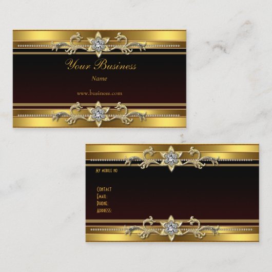 Goud Zwart Elegant Classy Jewel Visitekaartje (Voorkant / Achterkant)