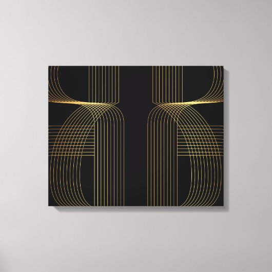 Goud, zwart, elegant, cool, unieke trendlijnkunst canvas afdruk (Voorkant)