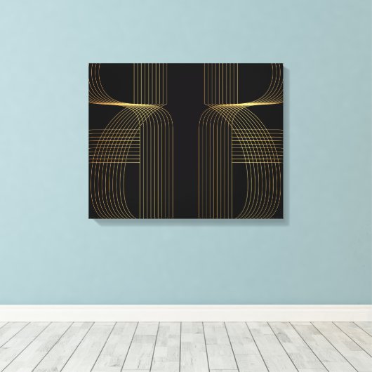 Goud, zwart, elegant, cool, unieke trendlijnkunst canvas afdruk (Insitu (Houten vloer))