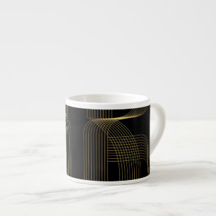 Goud, zwart, elegant, cool, unieke trendlijnkunst espresso kop