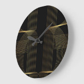 Goud, zwart, elegant, cool, unieke trendlijnkunst grote klok (Hoek)