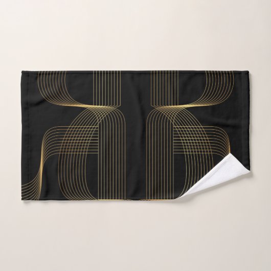 Goud, zwart, elegant, cool, unieke trendlijnkunst handdoek (Handdoek)