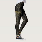 Goud, zwart, elegant, cool, unieke trendlijnkunst leggings (Rechts)