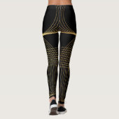 Goud, zwart, elegant, cool, unieke trendlijnkunst leggings (Achterkant)