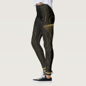 Goud, zwart, elegant, cool, unieke trendlijnkunst leggings (Links)