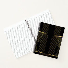 Goud, zwart, elegant, cool, unieke trendlijnkunst notitieboek