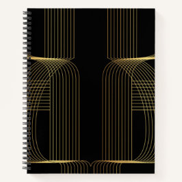Goud, zwart, elegant, cool, unieke trendlijnkunst notitieboek