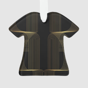 Goud, zwart, elegant, cool, unieke trendlijnkunst ornament