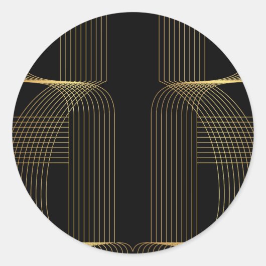 Goud, zwart, elegant, cool, unieke trendlijnkunst ronde sticker (Voorkant)