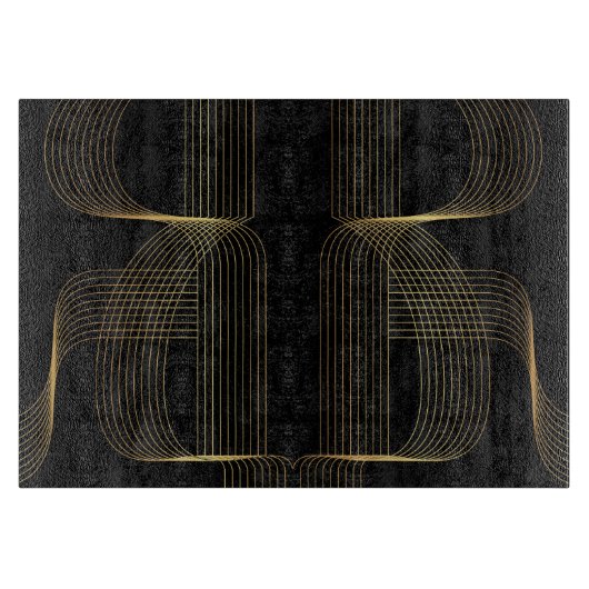 Goud, zwart, elegant, cool, unieke trendlijnkunst snijplank (Voorkant)