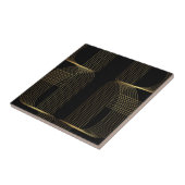 Goud, zwart, elegant, cool, unieke trendlijnkunst tegeltje (Zijkant)