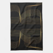 Goud, zwart, elegant, cool, unieke trendlijnkunst theedoek (Verticaal)