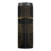 Goud, zwart, elegant, cool, unieke trendlijnkunst thermosbeker (Achterkant)