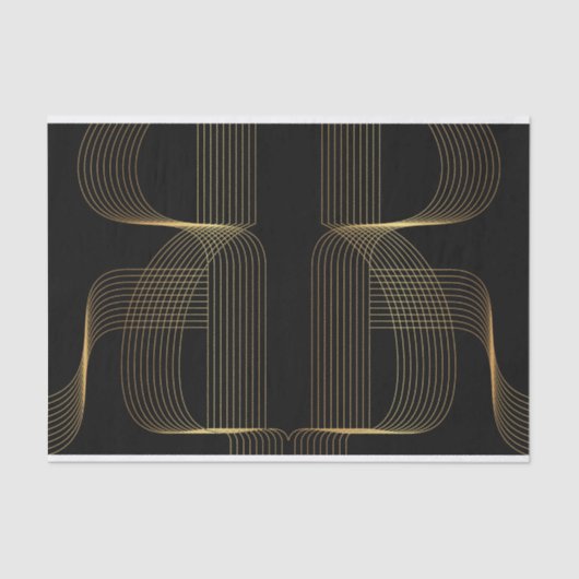 Goud, zwart, elegant, cool, unieke trendlijnkunst tissuepapier (Voorkant)