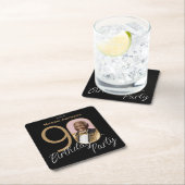 Goud Zwart Elegant Foto 90e Verjaardagsfeestje Kartonnen Onderzetters (Insitu)