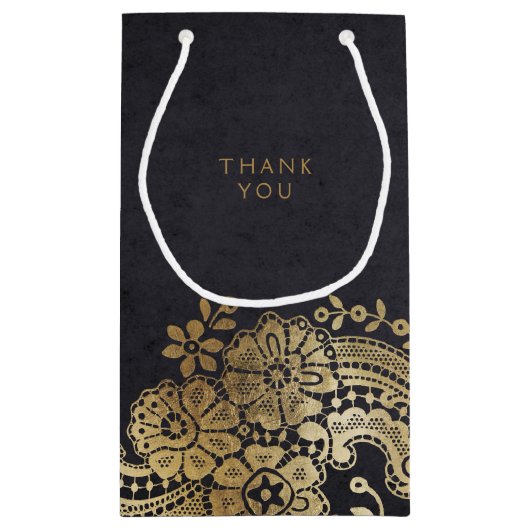 Goud zwart elegant  kant bruiloft gunsttas klein cadeauzakje (Achterkant)