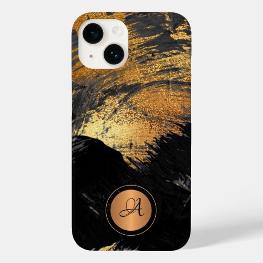 Goud zwart elegant modern abstract met monogram Case-Mate iPhone case (Achterkant)