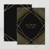 Goud & Zwart Elegant Modern Deco Save the Date Aankondigingskaart (Voorkant / Achterkant)